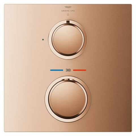 Garniture de robinet thermostatique à 2 poignées à fonction simple - Brushed Warm Sunset