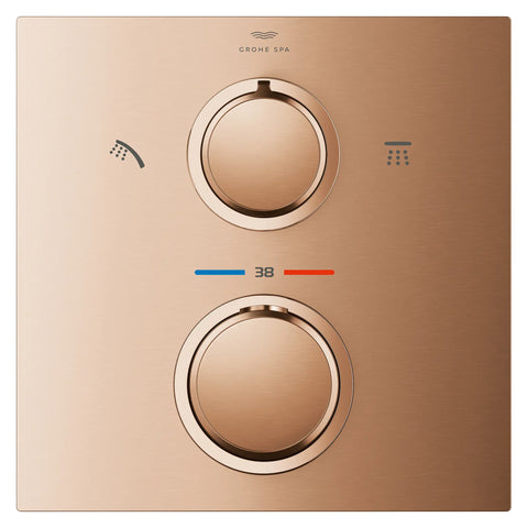 Garniture de robinet thermostatique à 2 poignées à fonction double - Brushed Warm Sunset