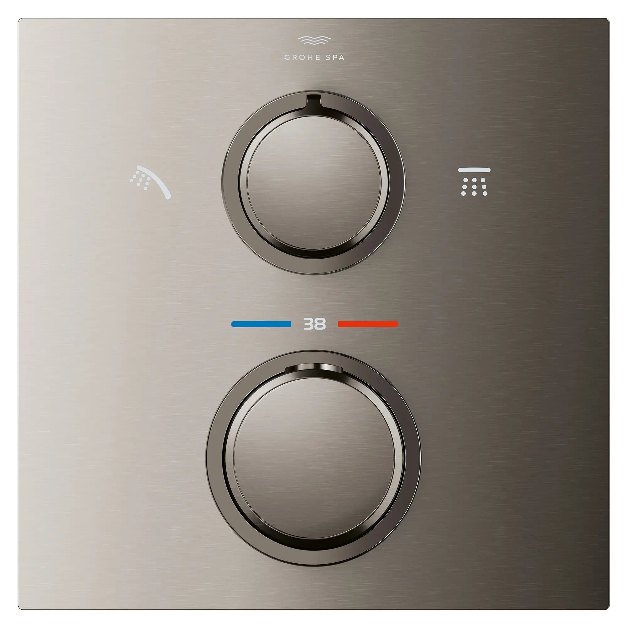 Garniture de robinet thermostatique à 2 poignées à fonction double // BRUSHED HARD GRAPHITE // 282203_Allure_SiloFront_29178AL1_0001_March2026_0_CDNwebp.webp