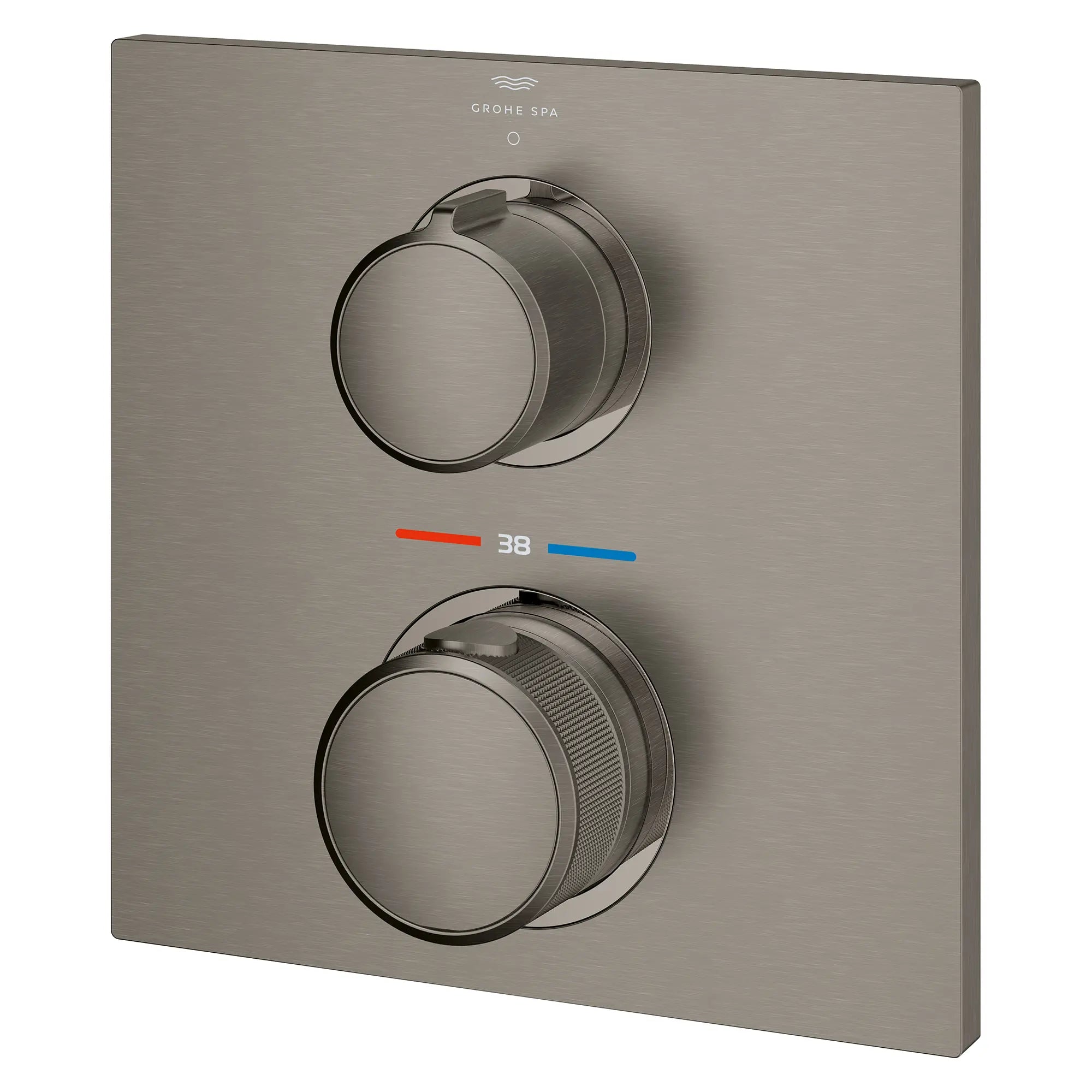 Garniture de robinet thermostatique à 2 poignées à fonction simple // BRUSHED HARD GRAPHITE // 282205_Allure_SiloLeft_29177AL1_0001_March2026_0_CDNwebp.webp