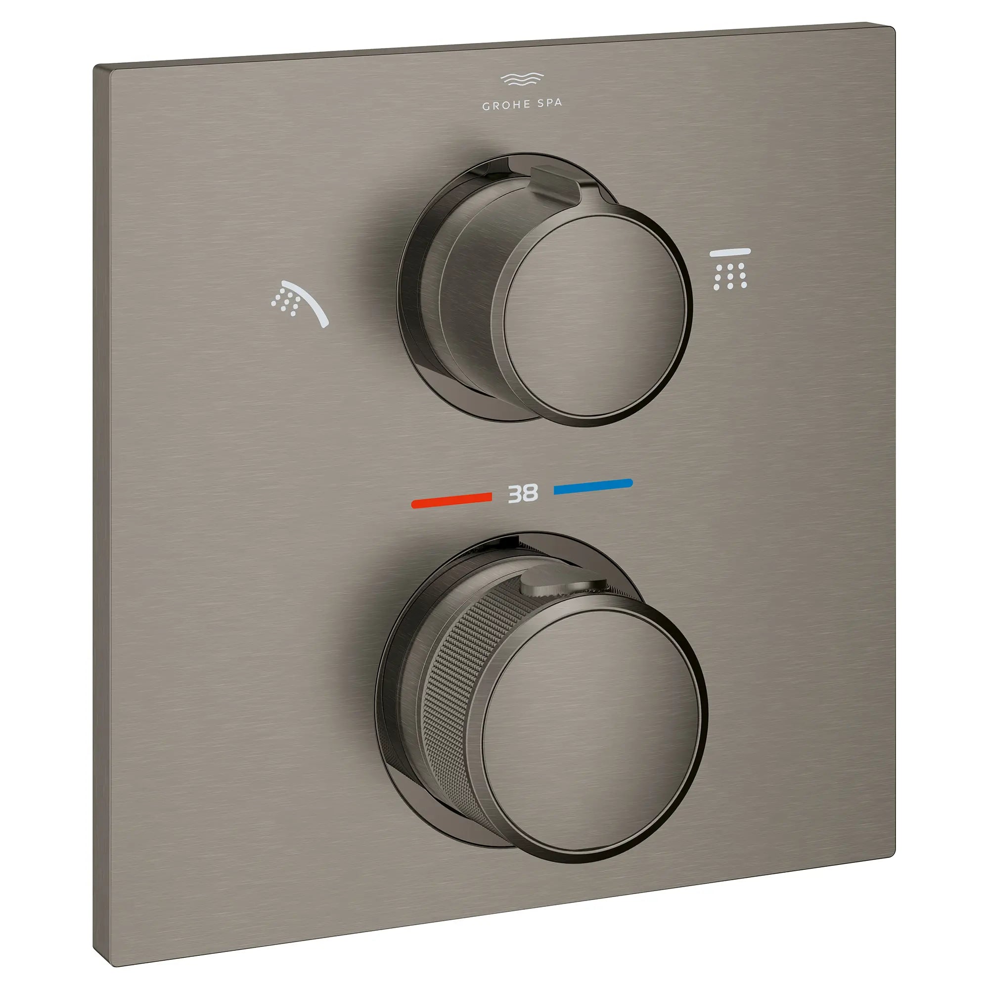 Garniture de robinet thermostatique à 2 poignées à fonction double // BRUSHED HARD GRAPHITE // 282210_Allure_SiloRight_29178AL1_0001_March2026_0_CDNwebp.webp