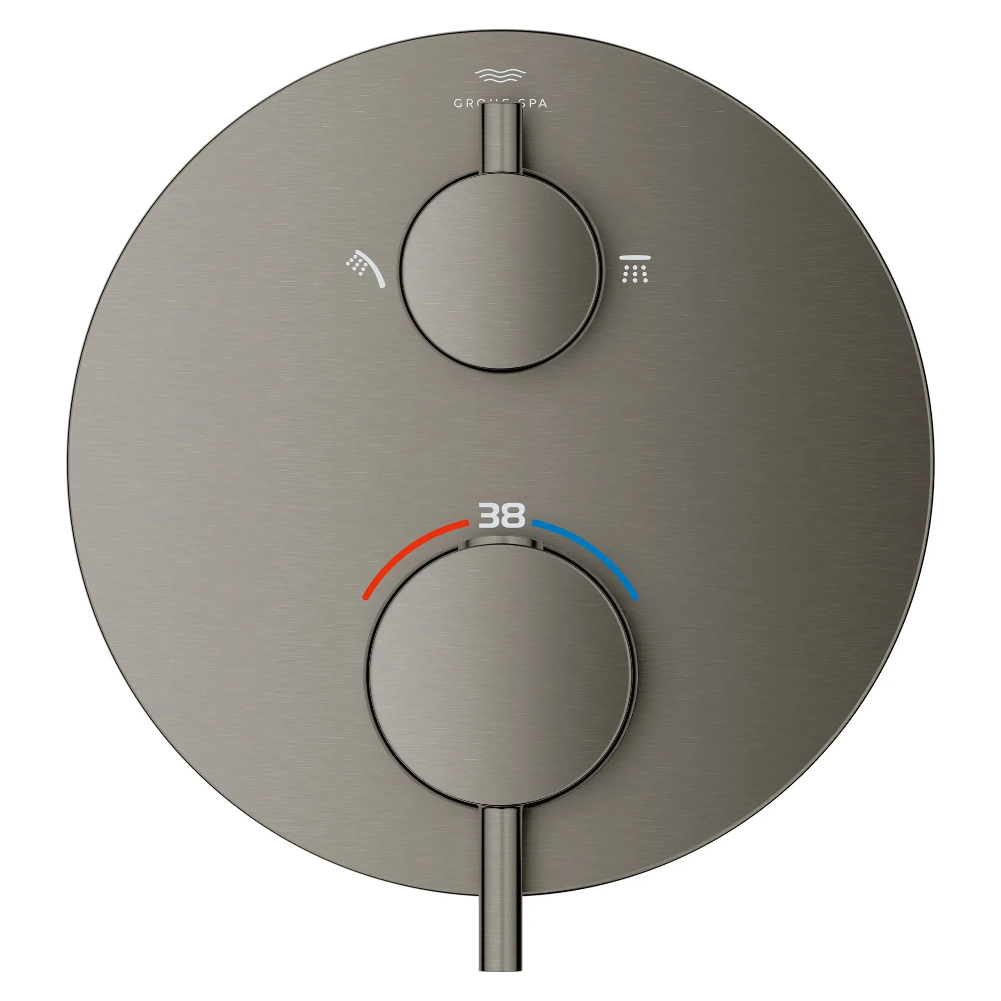 Garniture de robinet thermostatique à fonction simple, 2 poignées // BRUSHED HARD GRAPHITE // 282216_Atrio_SiloFront_24360AL0_0001_March2026_0_CDNwebp.webp