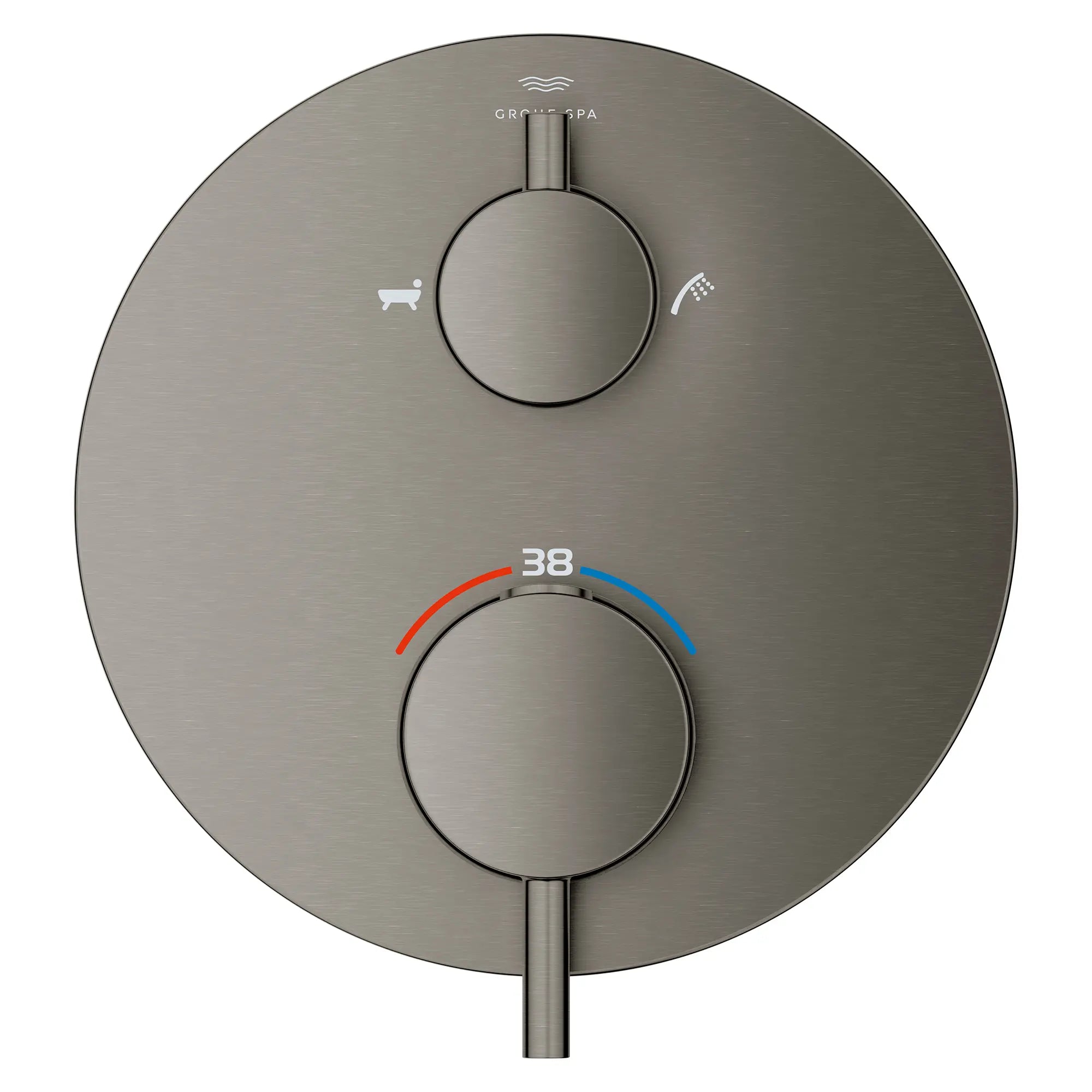 Garniture de robinet thermostatique à fonction double, 2 poignées // BRUSHED HARD GRAPHITE // 282219_Atrio_SiloFront_24361AL0_0001_March2026_0_CDNwebp.webp
