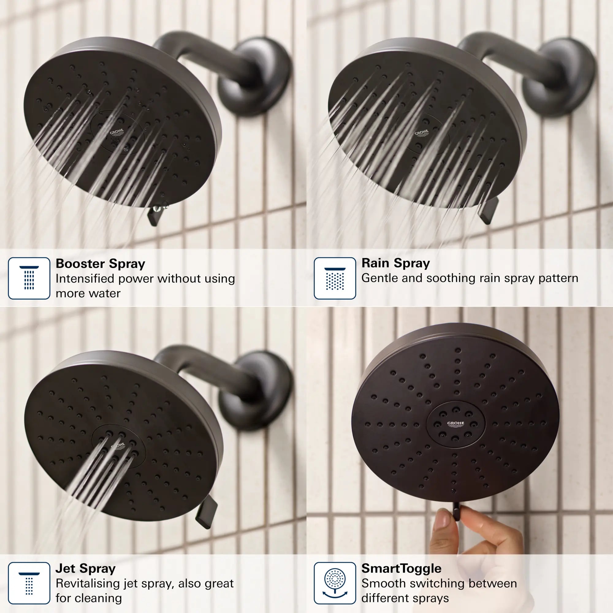 Pomme de douche ronde Euphoria 140 à un seul jet avec Aquabooster, 6,6 L/min (1,75 gal/min) // NICKEL BROSSÉ INFINITYFINISH // 282451_Euphoria_Infographic_111716_0002_FEB2026_0_CDNwebp.webp