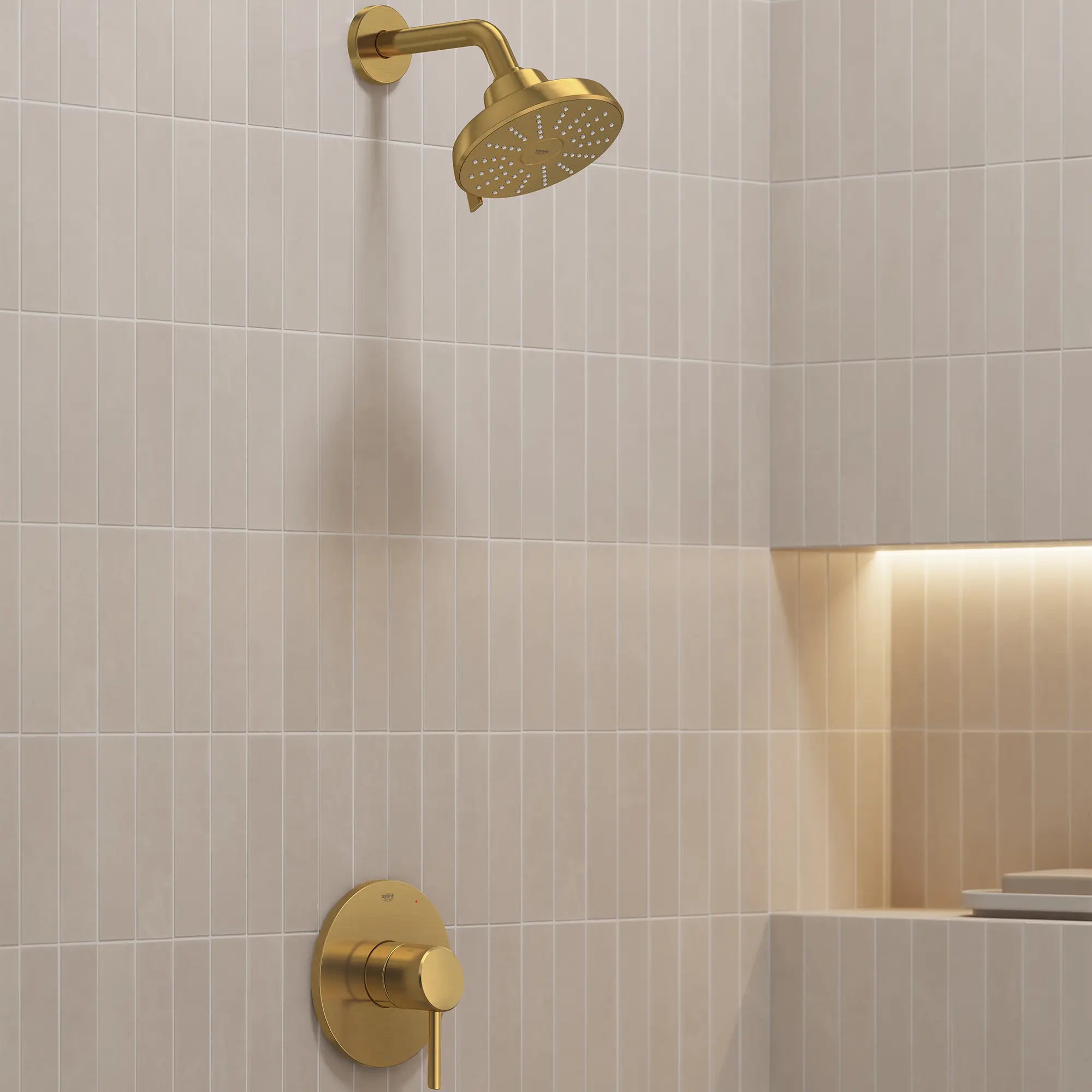 Garniture pour robinet à pression équilibrée avec cartouche  // AUBE FRAÎCHE BROSSÉ // 282692_Aqua_Booster_EnvironmentCloseUp_111746GN00_14468GN00_0001_MARCH2026_1_CDNwebp.webp