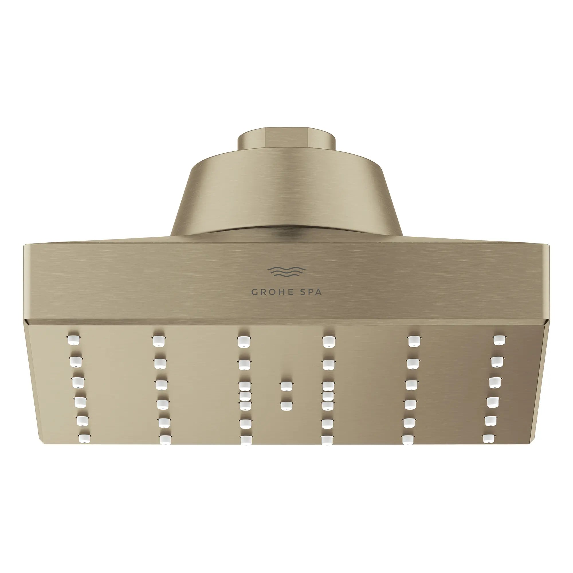 Pomme de douche carrée à un seul jet Rainshower Aqua de 13,97 cm (5½ po) avec AquaBooster 9,5 L/min (2,5 gal/min) // NICKEL BROSSÉ INFINITYFINISH // 283608_Aquabooster_SiloFront_111661EN00_111668EN00_0001_April2026_0_CDNwebp.webp