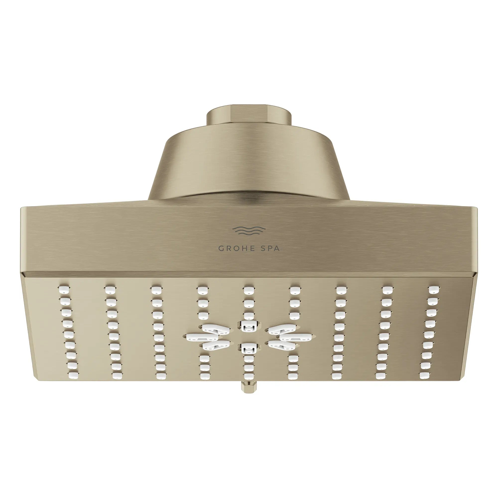 Pomme de douche carrée à jets multiples Rainshower Aqua de 13,97 cm (5½ po) avec AquaBooster 6,6 L/min (1,75 gal/min) // NICKEL BROSSÉ INFINITYFINISH // 283613_Aquabooster_SiloFront_111672EN00_111673EN00_001_01_0001_April2026_0_CDNwebp.webp