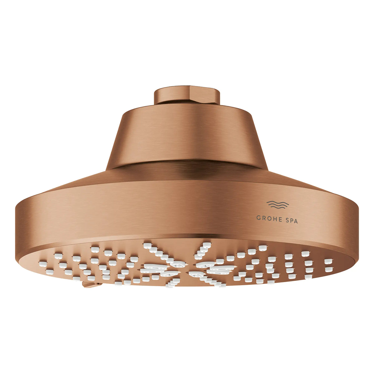Pomme de douche à jets multiples Rainshower Aqua 140 de 13,97 cm (5½ po) avec AquaBooster 6,6 L/min (1,75 gal/min) // COUCHANT CHAUD BROSSÉ // 283660_Aquabooster_SiloOther_111611DL00_111659DL00_0002_April2026_0_CDNwebp.webp