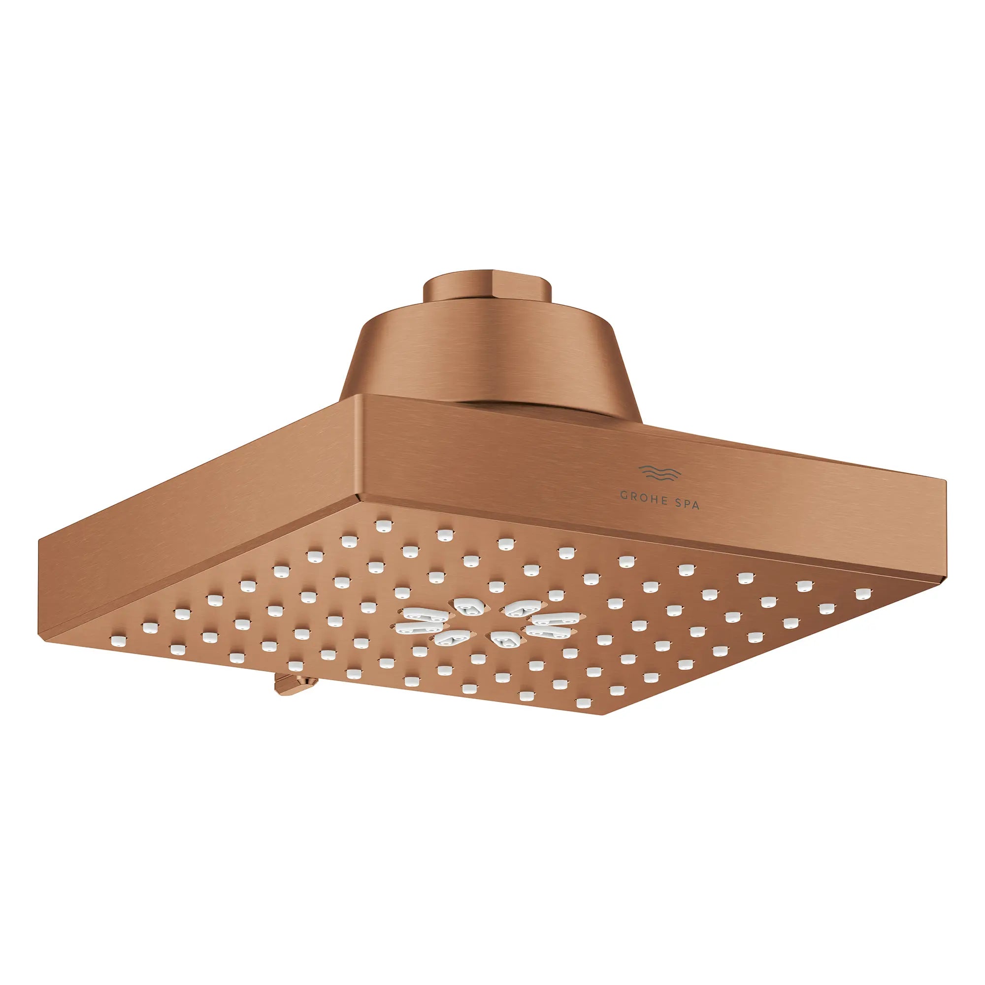 Pomme de douche carrée à jets multiples Rainshower Aqua de 13,97 cm (5½ po) avec AquaBooster 6,6 L/min (1,75 gal/min) // COUCHANT CHAUD BROSSÉ // 283687_Aquabooster_SiloOther_111672DL00_111673DL00_008_01_0001_April2026_0_CDNwebp.webp