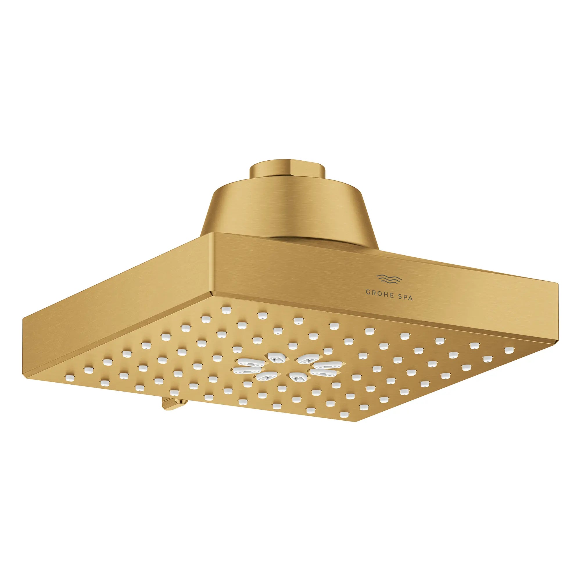 Pomme de douche carrée à jets multiples Rainshower Aqua de 13,97 cm (5½ po) avec AquaBooster 6,6 L/min (1,75 gal/min) // AUBE FRAÎCHE BROSSÉ // 283695_Aquabooster_SiloOther_111672GN00_111673GN00_008_01_0001_April2026_0_CDNwebp.webp