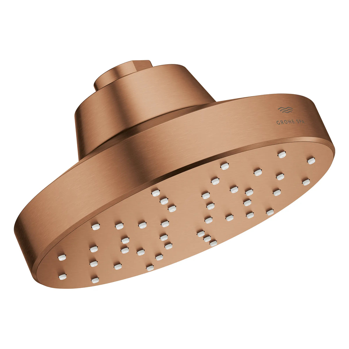 Pomme de douche à un seul jet Rainshower Aqua de 13,97 cm (5½ po) avec AquaBooster 6,6 L/min (1,75 gal/min) // COUCHANT CHAUD BROSSÉ // 283782_Aquabooster_SiloRight_111518DL00_111519DL00_0001_April2026_0_CDNwebp.webp