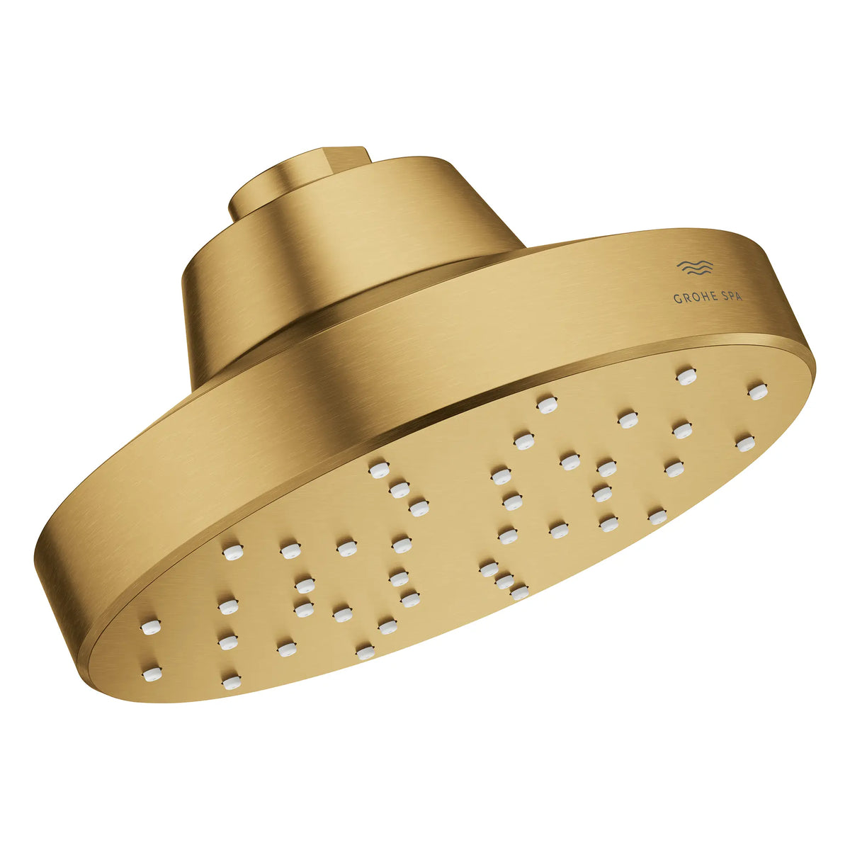 Pomme de douche à un seul jet Rainshower Aqua de 13,97 cm (5½ po) avec AquaBooster 6,6 L/min (1,75 gal/min) // AUBE FRAÎCHE BROSSÉ // 283786_Aquabooster_SiloRight_111518GN00_111519GN00_010_01_0001_April2026_0_CDNwebp.webp