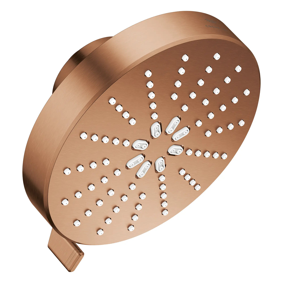 Pomme de douche à jets multiples Rainshower Aqua 140 de 13,97 cm (5½ po) avec AquaBooster 6,6 L/min (1,75 gal/min) // COUCHANT CHAUD BROSSÉ // 283787_Aquabooster_SiloRight_111611DL00_111659DL00_0001_April2026_0_CDNwebp.webp