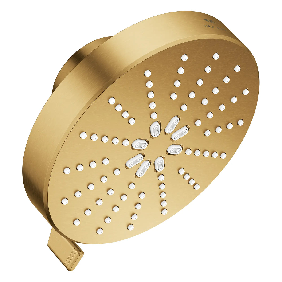Pomme de douche à jets multiples Rainshower Aqua 140 de 13,97 cm (5½ po) avec AquaBooster 6,6 L/min (1,75 gal/min) // AUBE FRAÎCHE BROSSÉ // 283793_Aquabooster_SiloRight_111611GN00_111659GN00_002_01_0001_April2026_0_CDNwebp.webp
