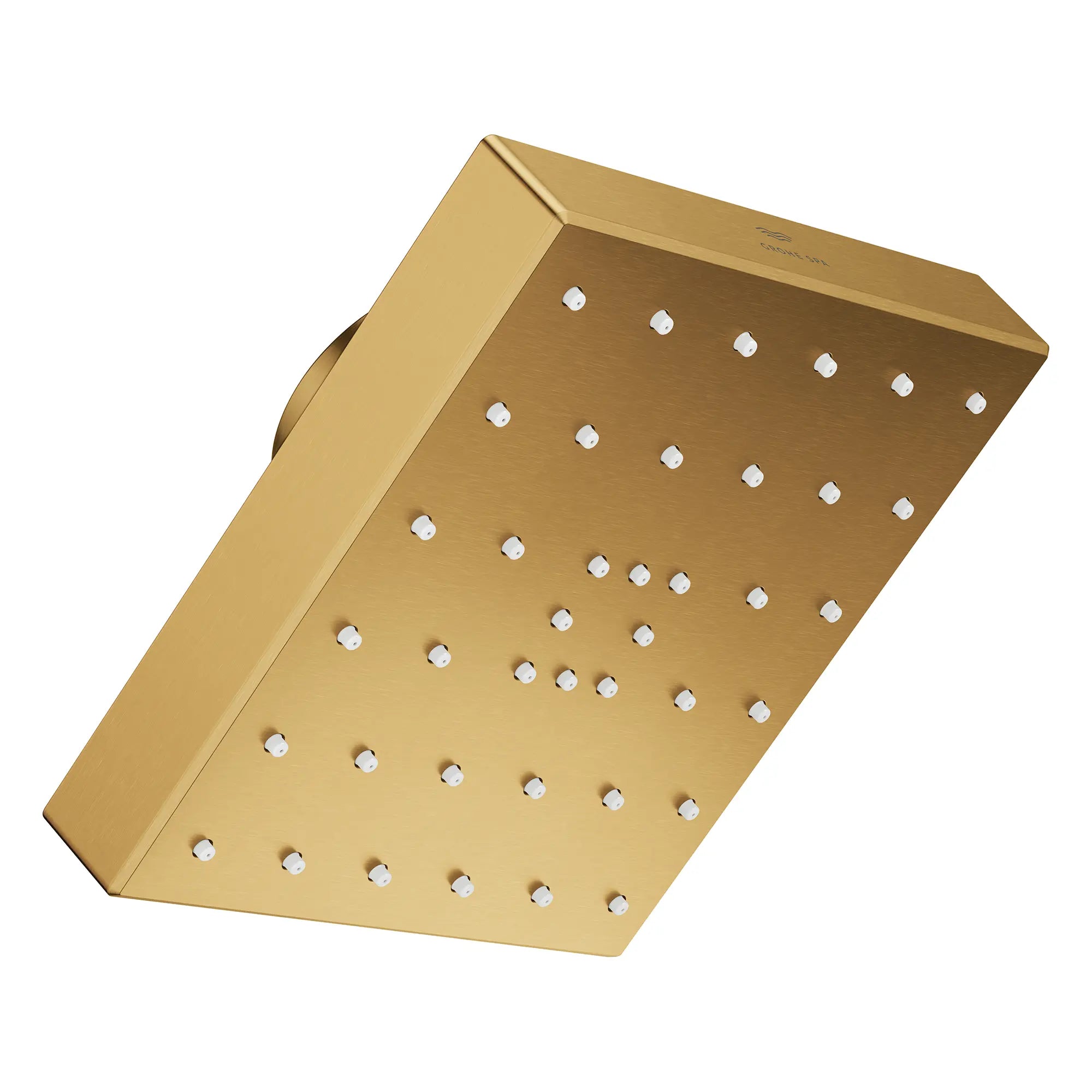 Pomme de douche carrée à un seul jet Rainshower Aqua de 13,97 cm (5½ po) avec AquaBooster 9,5 L/min (2,5 gal/min) // AUBE FRAÎCHE BROSSÉ // 283868_Aquabooster_SiloRight_SiloRight_111661GN00_111668GN00_0001_April2026_0_CDNwebp.webp