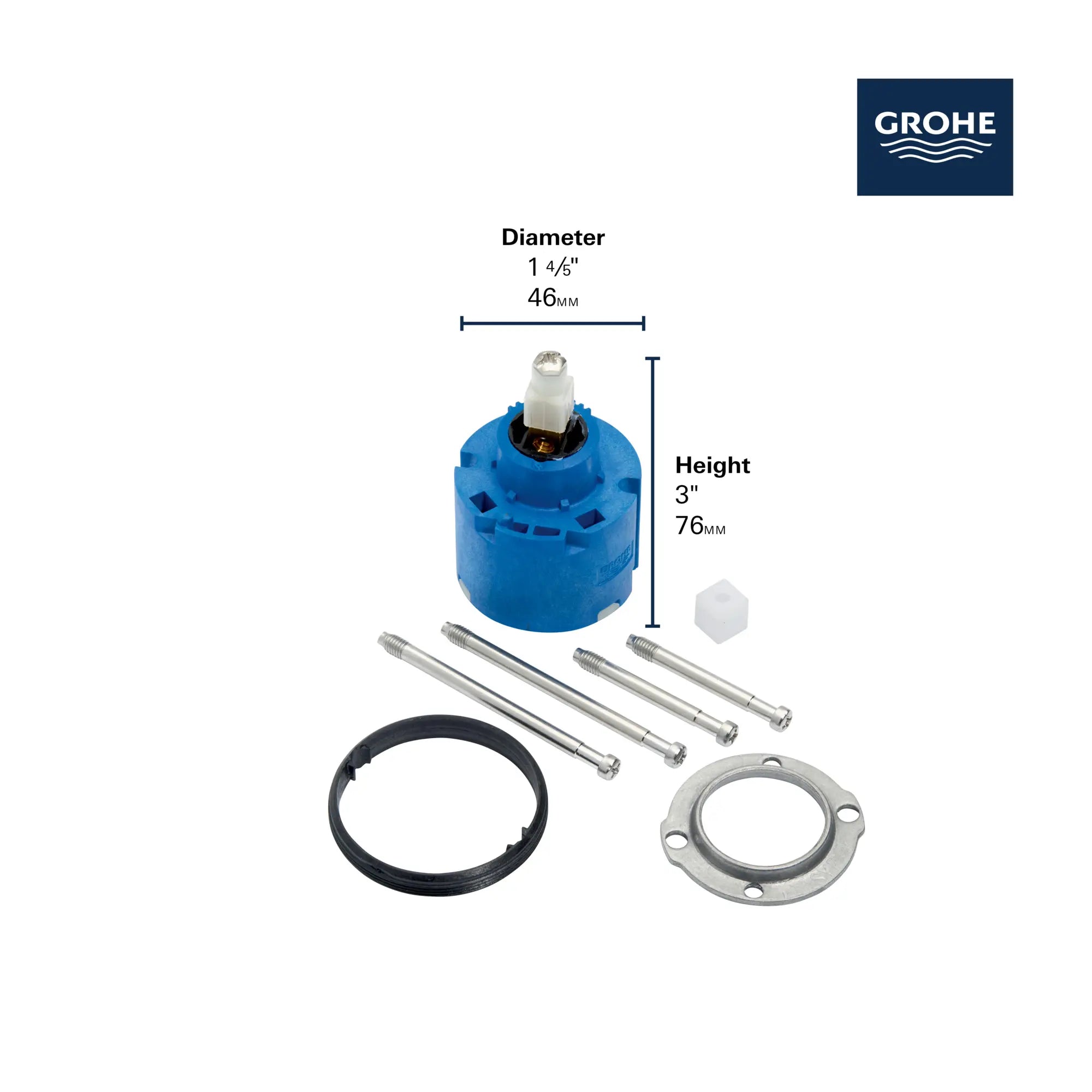 Pour Chiara, Talia, Europlus, Euroeco, Eurowing, Eurotrend, Ladylux Plus, Ladylux Café Pour Eurofresh (19 196), (19 197) // CHROME STARLIGHT GROHE // 284043_ReplacePart_Infographic_46048000_0001_JAN2026_0_CDNwebp.webp