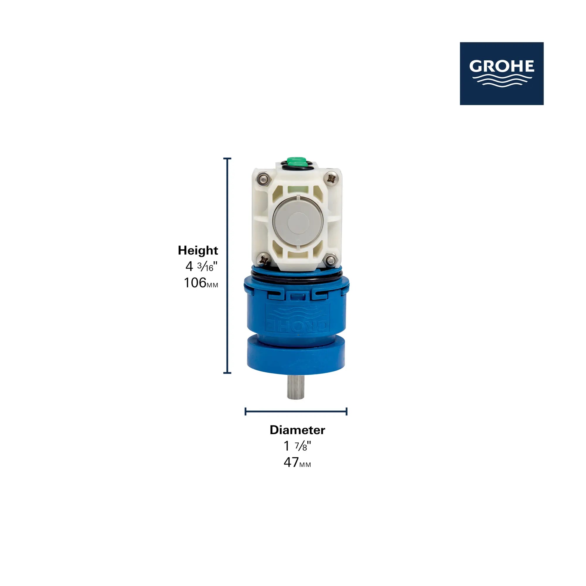 Pour obturateur régulateur de pression universel (35 015 000) // CHROME STARLIGHT GROHE // 284050_ReplacePart_Infographic_47995000_0001_JAN2026_0_CDNwebp.webp