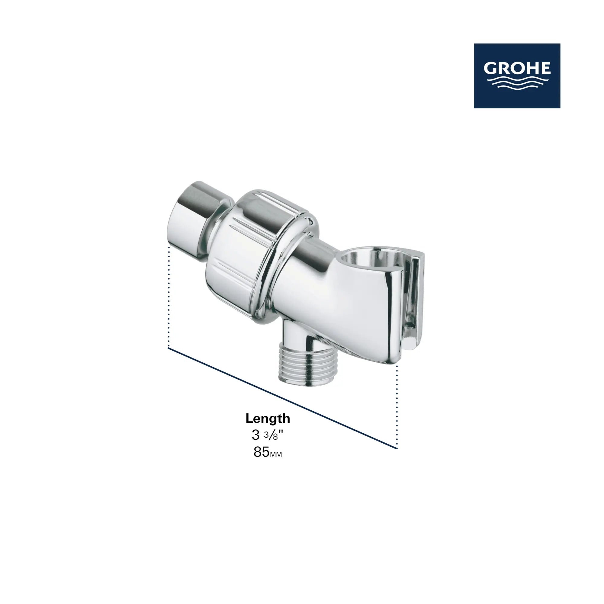Raccord de porte-douchette à montage sur bras de douche // CHROME STARLIGHT GROHE // 284167_HSArm_Infographic_28418_0001_APR2026_0_CDNwebp.webp