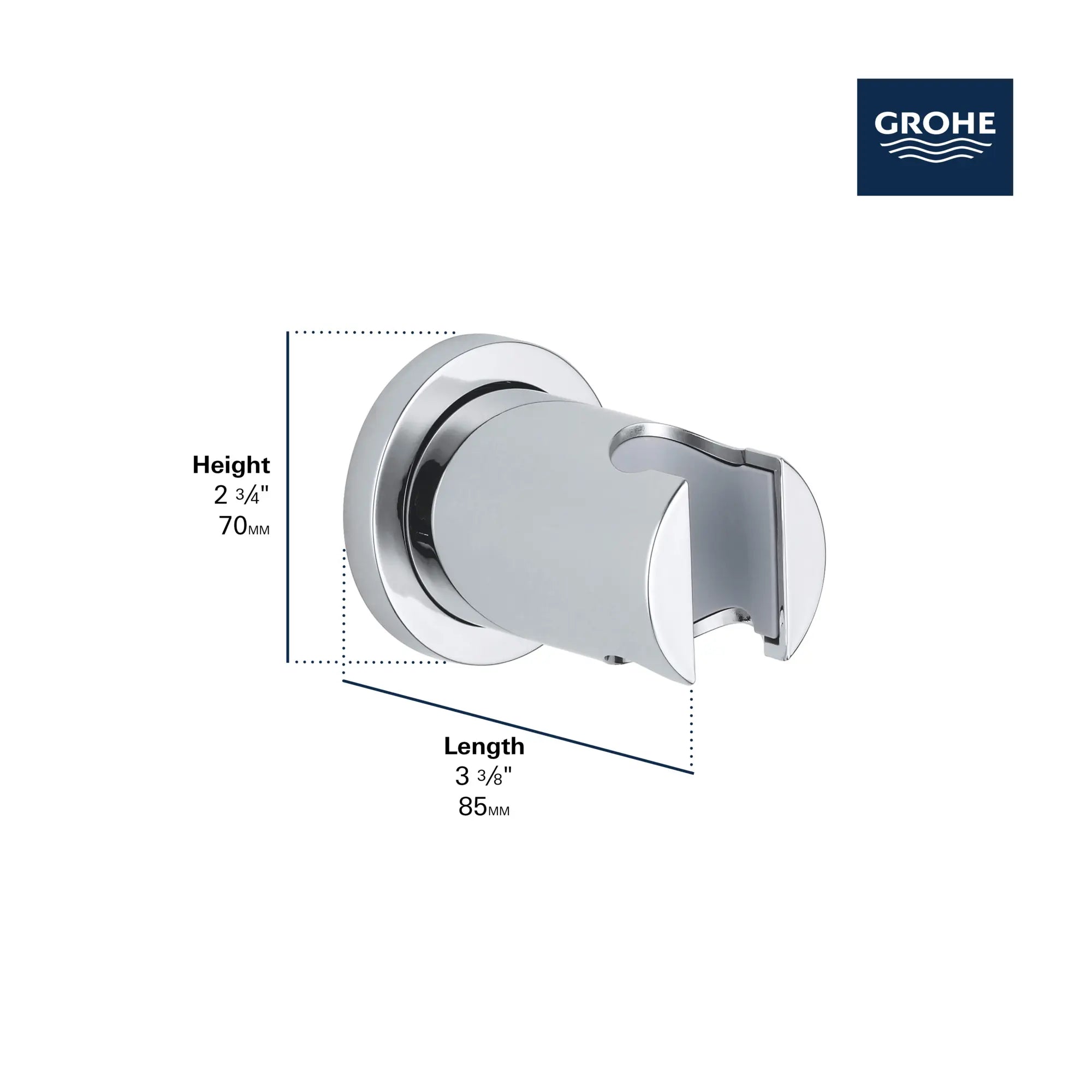 Raccord-union avec porte-douchette // CHROME STARLIGHT GROHE // 284168_HSHolder_Infographic_28629_0001_APR2026_1_CDNwebp.webp