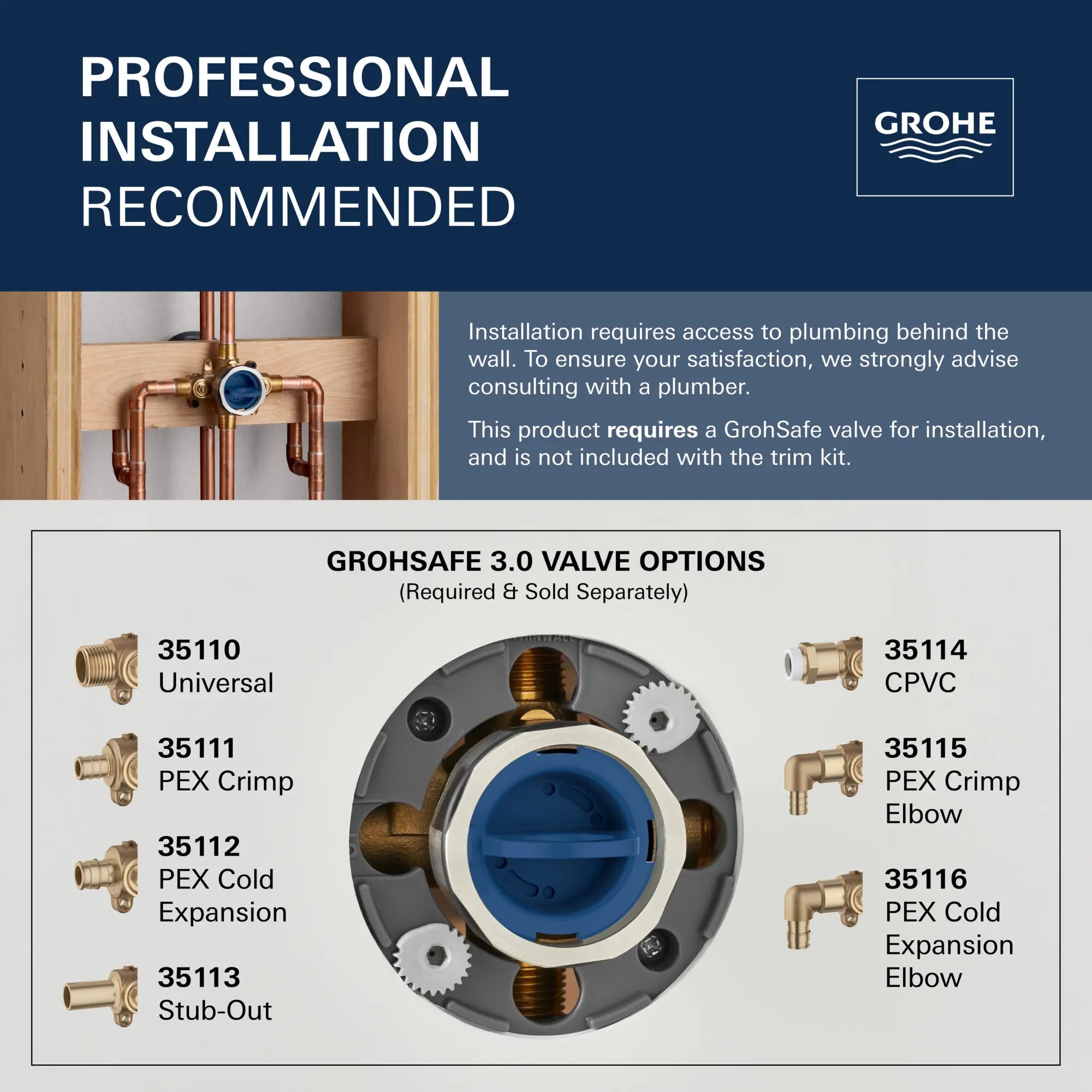 GrohTherm SmartControl - Garniture de valve thermostatique à fonction simple // CHROME STARLIGHT GROHE // 284877_GrohSafeInstall_Infographic_Generic_0001_MAY2026_0_CDNwebp.webp
