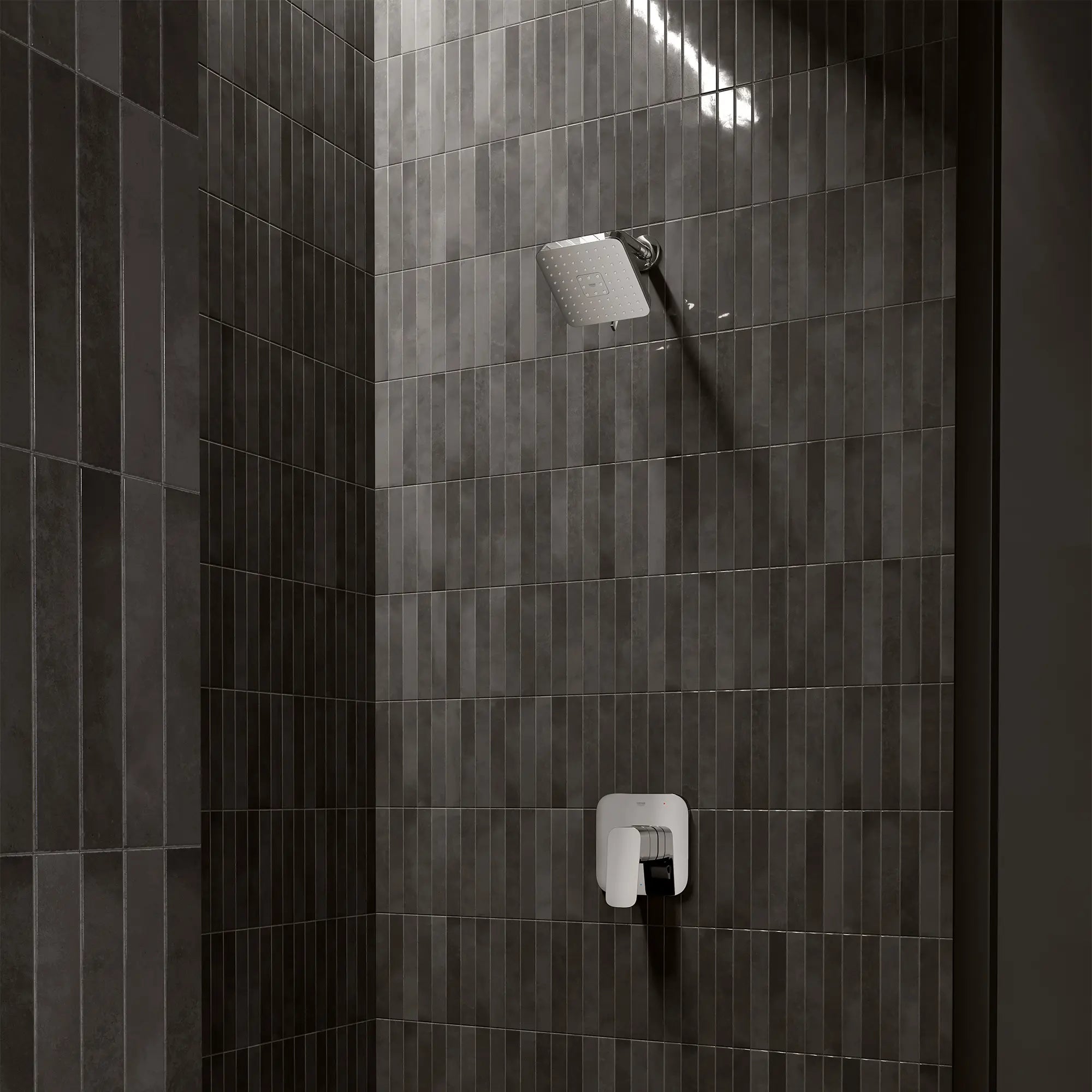 Pomme de douche carrée Euphoria 140 à jets multiples avec Aquabooster, 6,6 L/min (1,75 gal/min) // CHROME STARLIGHT GROHE // 287516_Aqua_Booster_EnvironmentCloseUp_1117210000_1019280000_0001_MARCH2026_0_CDNwebp.webp
