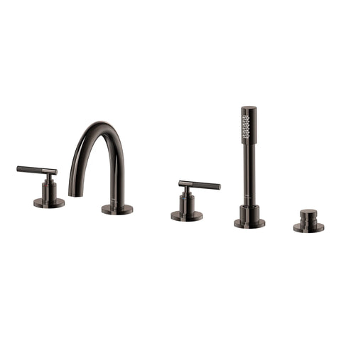 Robinet à trous pour baignoire romaine, à 2 poignée avec douchette 6,6 L/min (1,75 gpm) - Hard Graphite