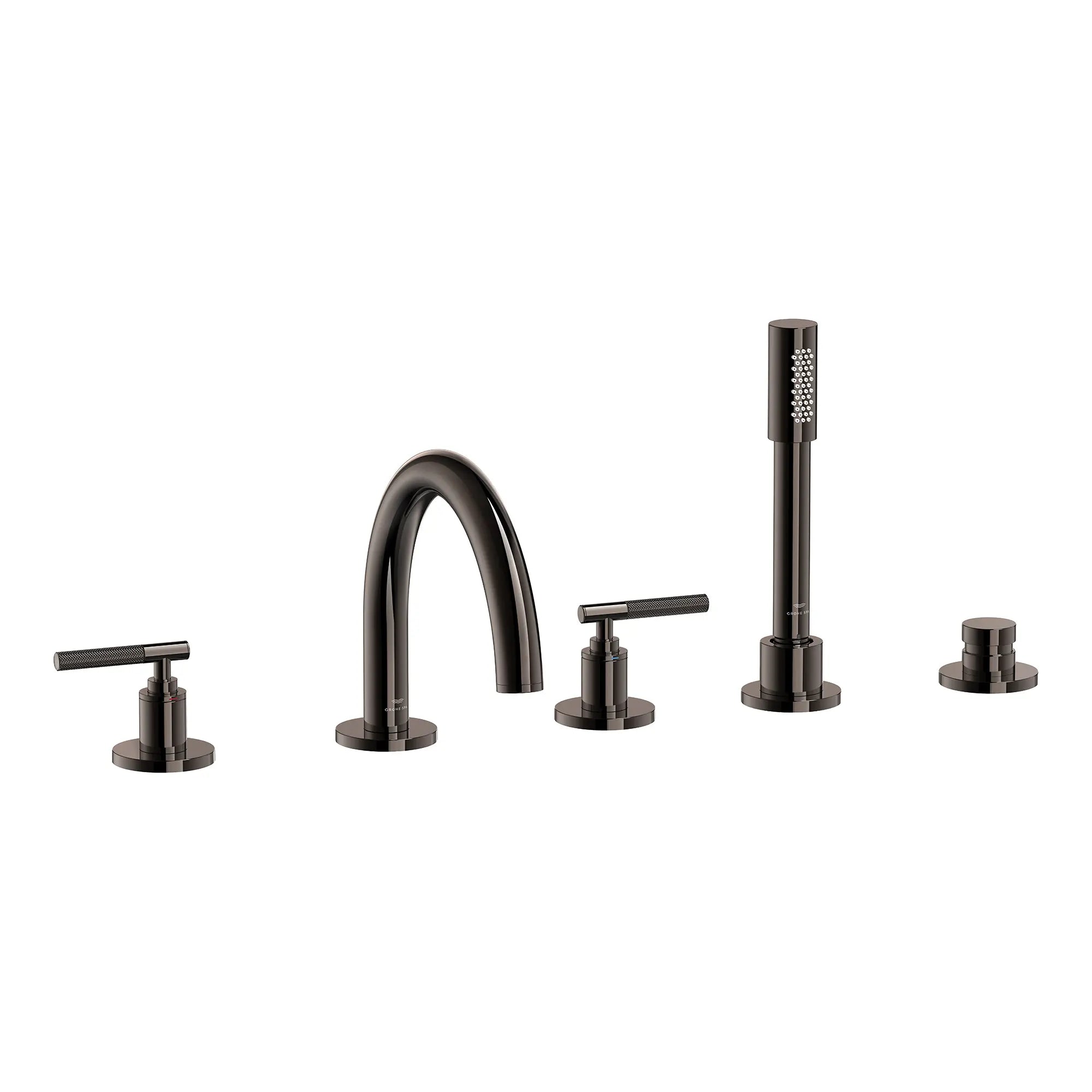 Robinet à trous pour baignoire romaine, à 2 poignée avec douchette 6,6 L/min (1,75 gpm) // HARD GRAPHITE // 287654_Atrio_PC_SiloRight_25274A000_48651A000_0001_APRIL2026-1_0_CDNwebp.webp