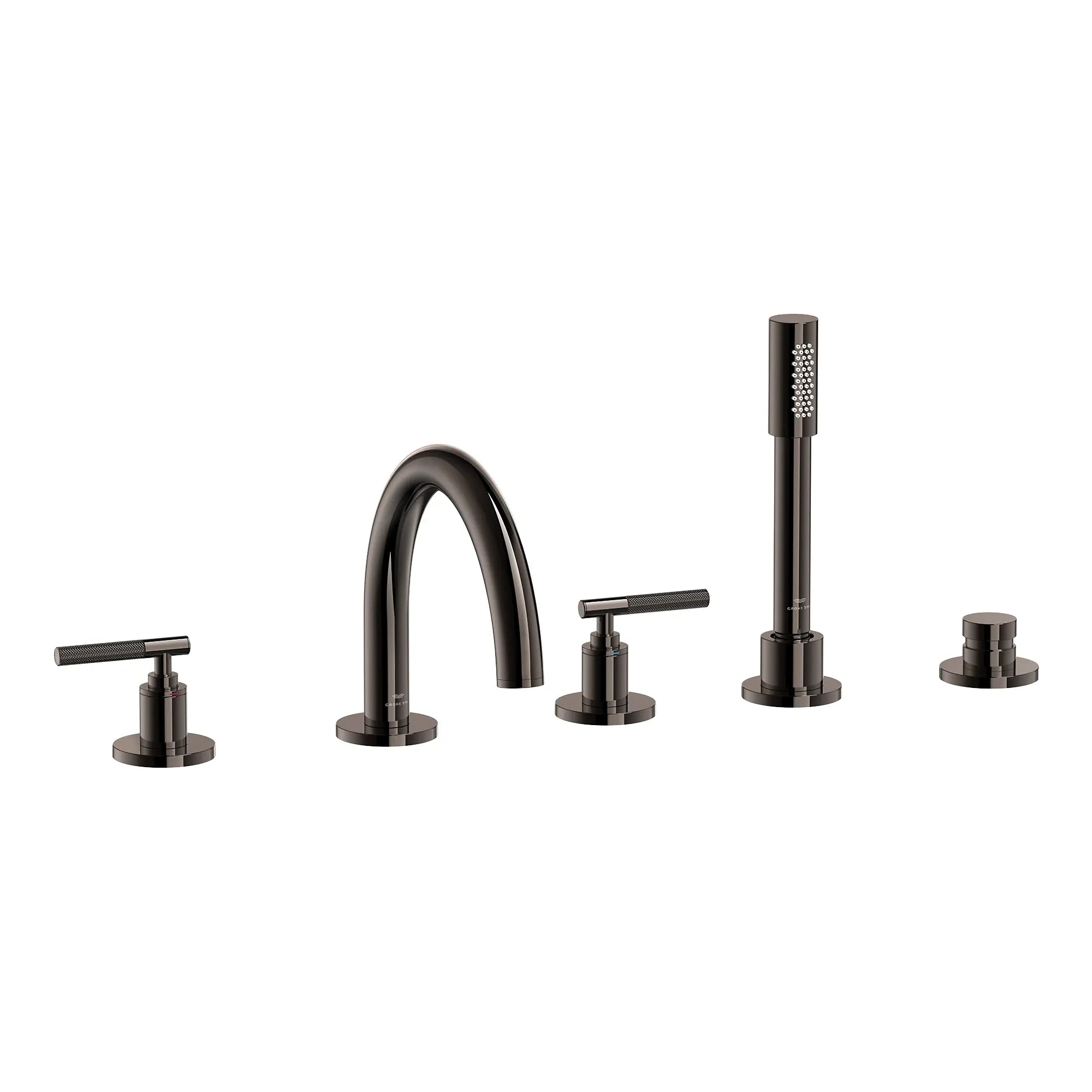 Robinet à trous pour baignoire romaine, à 2 poignée avec douchette 6,6 L/min (1,75 gpm) // HARD GRAPHITE // 287655_Atrio_PC_SiloRight_25274A000_48651A000_0001_APRIL2026_0_CDNwebp.webp
