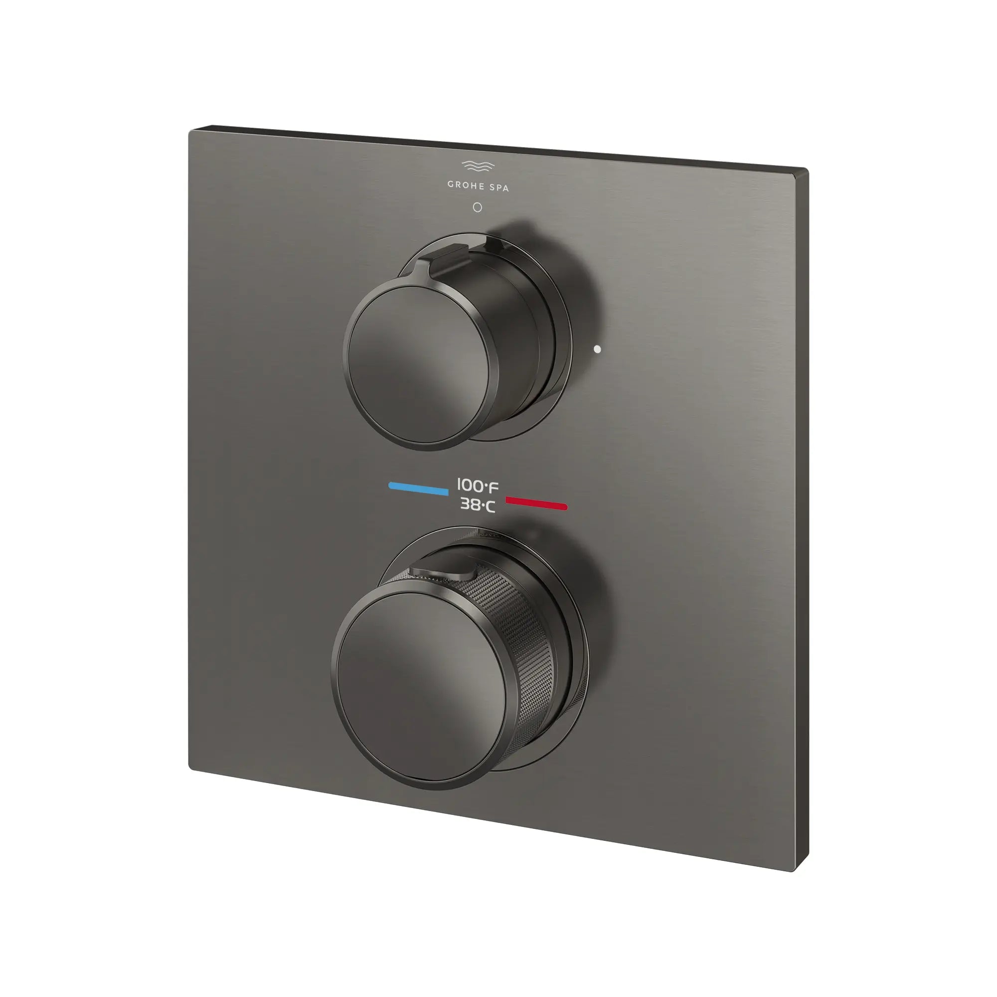 Garniture de robinet thermostatique à 2 poignées à fonction double // BRUSHED HARD GRAPHITE // 287717_Allure_SiloLeft_29178AL00_0001_MAY2026_0_CDNwebp.webp