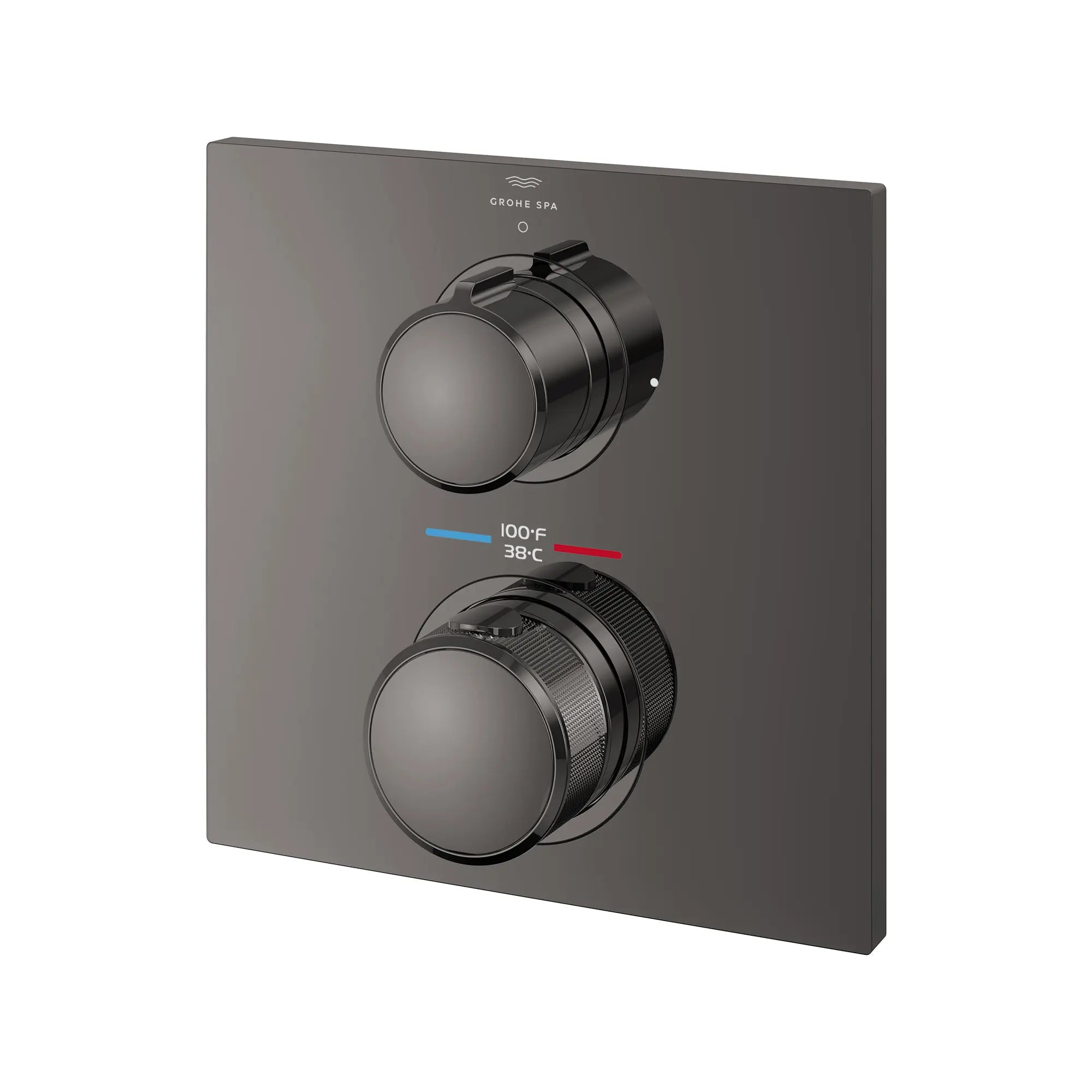 Garniture de robinet thermostatique à 2 poignées à fonction double // HARD GRAPHITE // 287718_Allure_SiloLeft_29178A000_0001_MAY2026_0_CDNwebp.webp