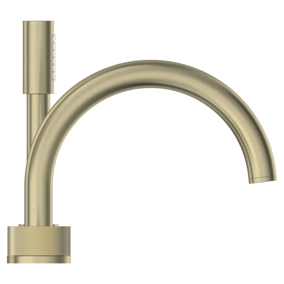 Robinet de remplissage de baignoire monté sur plan, à deux manettes et cinq trous, avec les manettes bouton, avec douchette à main de 6,6 l/min (1,75 gal/min) // NICKEL BROSSÉ INFINITYFINISH // 288387_Atrio_PC_SiloSide_105350EN00_0001_JUNE2026_1_CDNwebp.webp