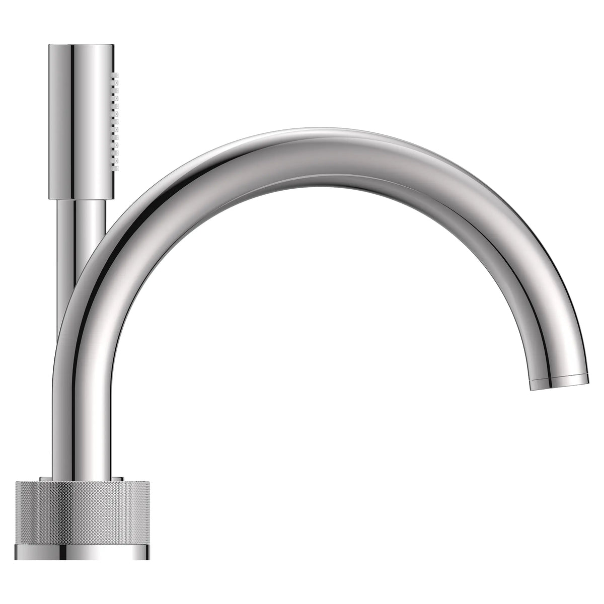 Robinet de remplissage de baignoire monté sur plan, à deux manettes et cinq trous, avec les manettes bouton, avec douchette à main de 6,6 l/min (1,75 gal/min) // CHROME STARLIGHT GROHE // 288405_Atrio_PC_SiloSide_1053500000_0001_JUNE2026_1_CDNwebp.webp