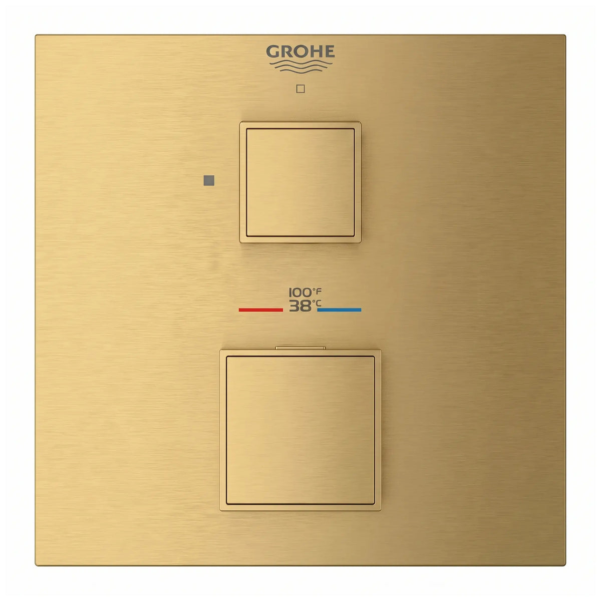Garniture de valve thermostatique à fonction simple, 2 poignées // AUBE FRAÎCHE BROSSÉ // 289636_Grohtherm_SiloFront_24157GN0_0001_Aug2026_0_CDNwebp.webp