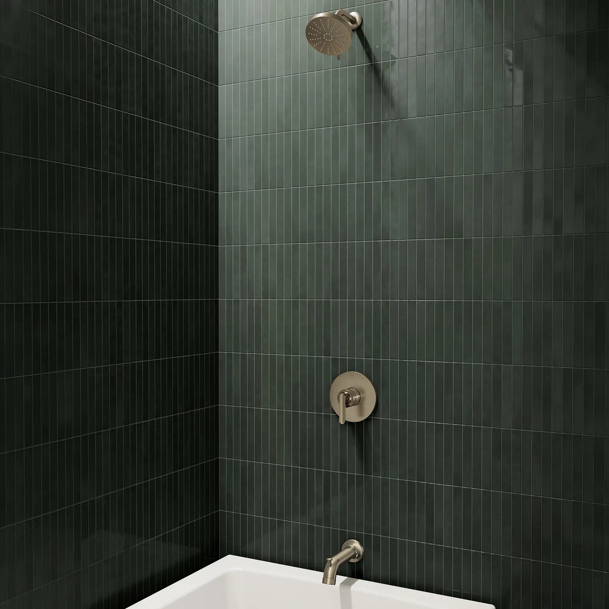 Bec de baignoire Listra avec inverseur // NICKEL BROSSÉ INFINITYFINISH // 289811_Aqua_Booster_EnvironmentCloseUp_106176EN00_106206EN00_0001_JANUARY2026_1_CDNwebp.webp