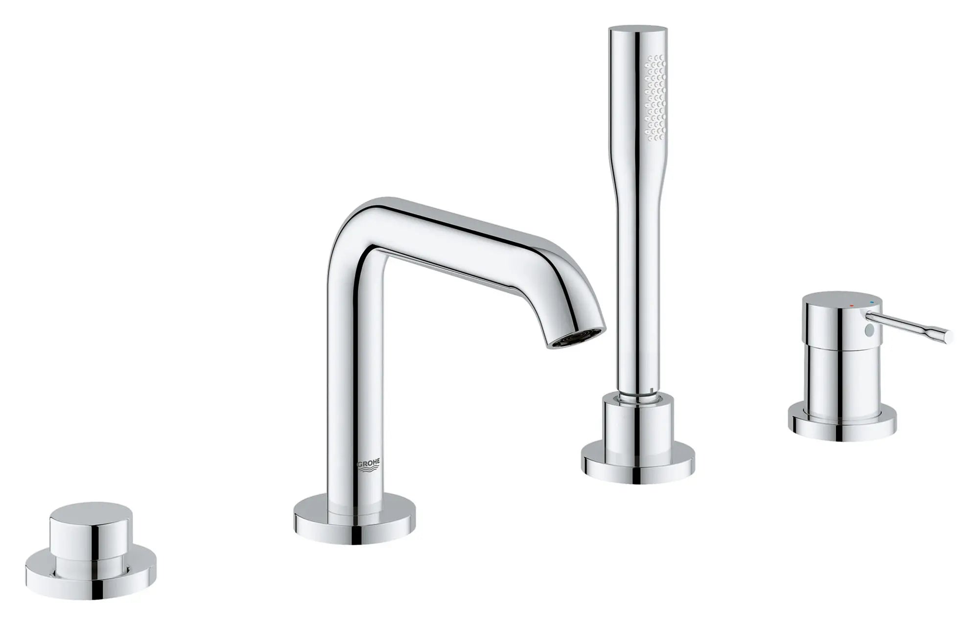 Robinet de baignoire Roman sur tablier à 4 trous, à levier unique et à douchette de 6,6 l/min (1,75 gpm) // CHROME STARLIGHT GROHE // 48251_1957800A_0_CDNwebp.webp