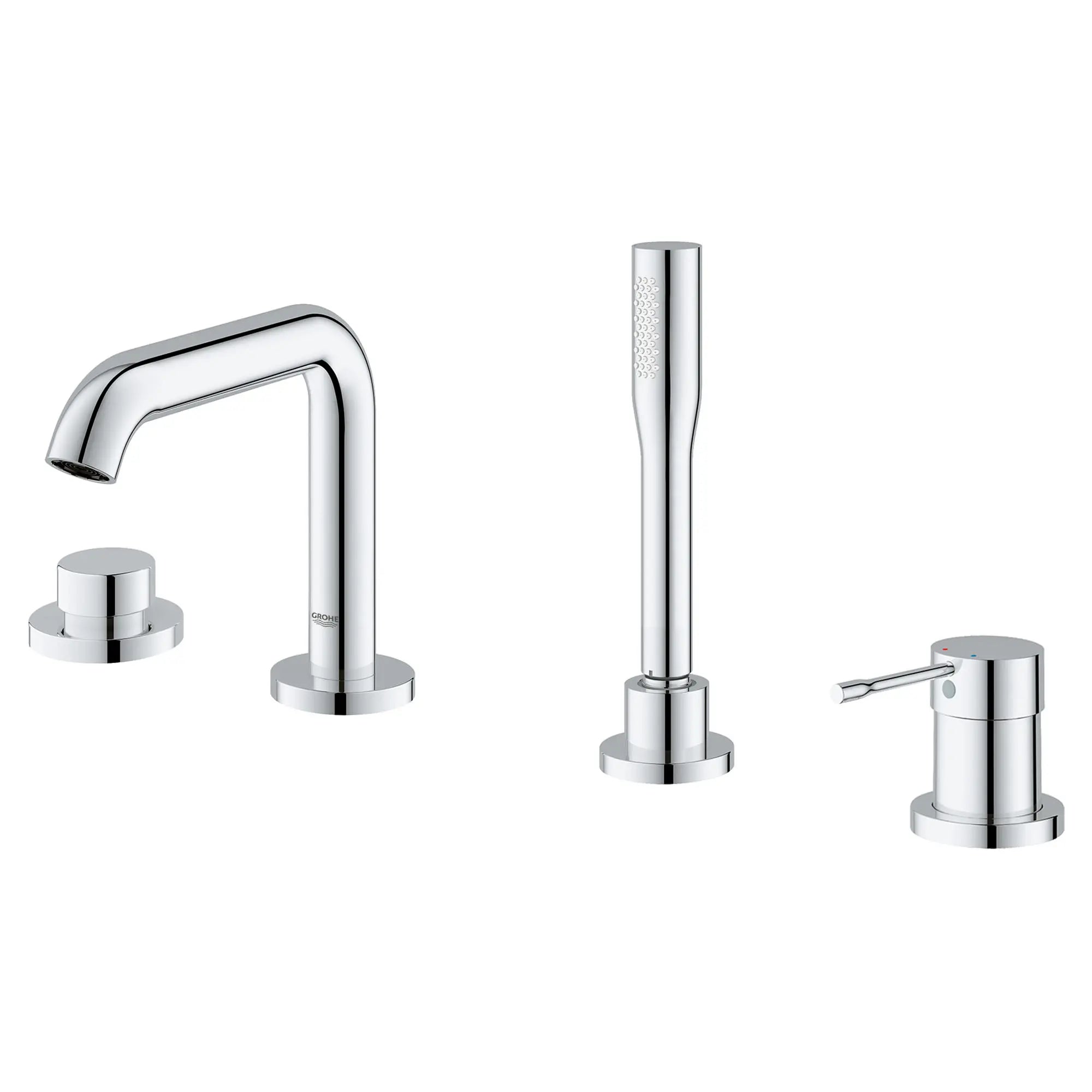 Robinet de baignoire Roman sur tablier à 4 trous, à levier unique et à douchette de 6,6 l/min (1,75 gpm) // CHROME STARLIGHT GROHE // 48256_1957800A_1_0_CDNwebp.webp