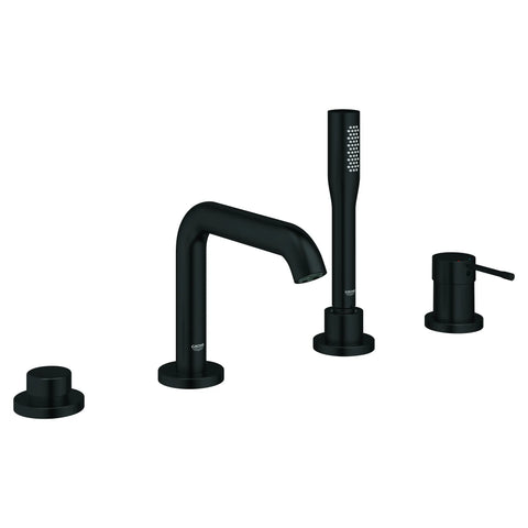 Robinet de baignoire Roman sur tablier à 4 trous, à levier unique et à douchette de 6,6 l/min (1,75 gpm) - Noir mat