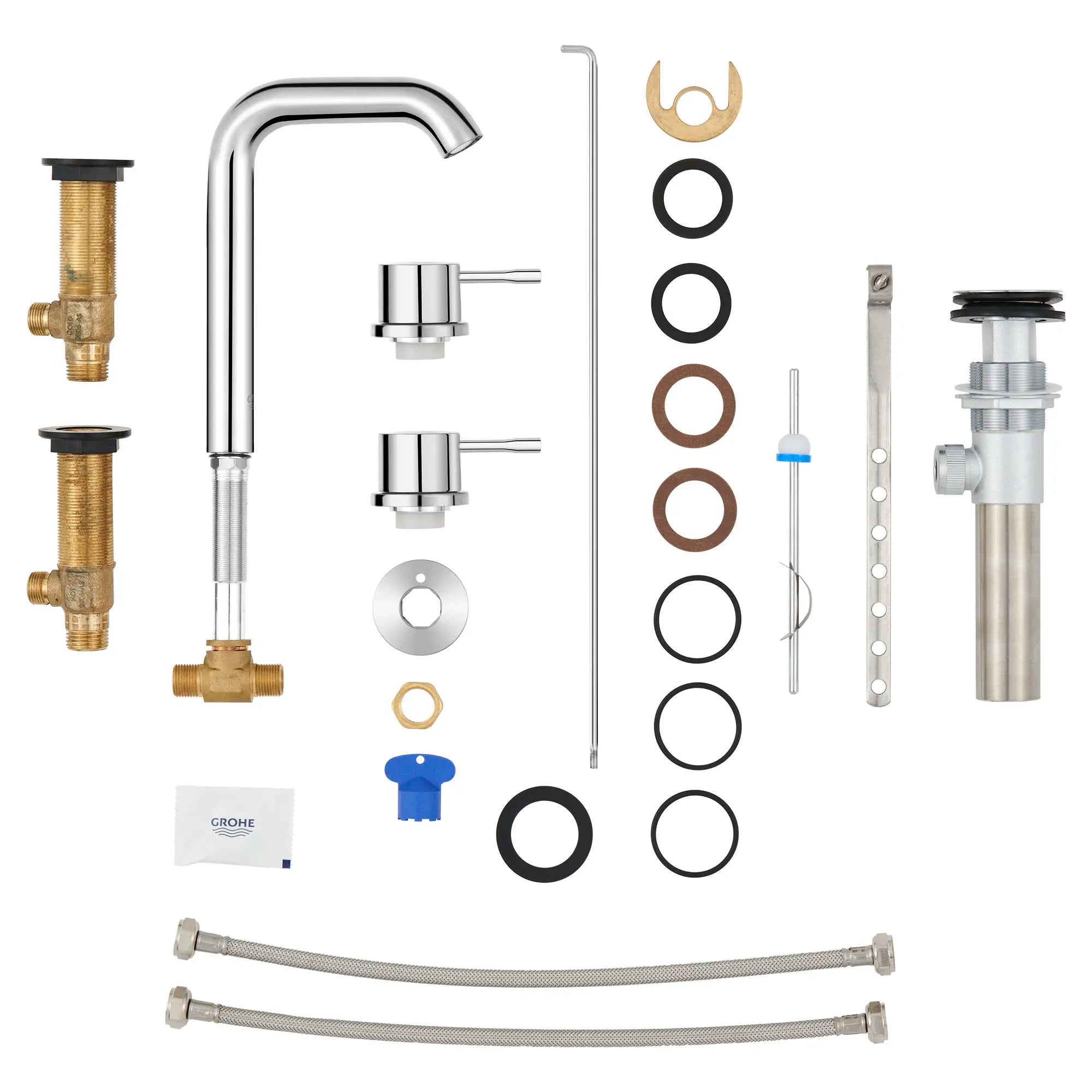 Robinet moyen pour salle de bain, 8 po, 2 poignées, 4,5 L/min (1,2 gpm) // CHROME STARLIGHT GROHE // 48435_2029700A_Box_0_CDNwebp.webp