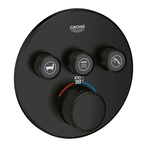 GrohTherm SmartControl Garniture de valve thermostatique à fonction triple - Noir mat