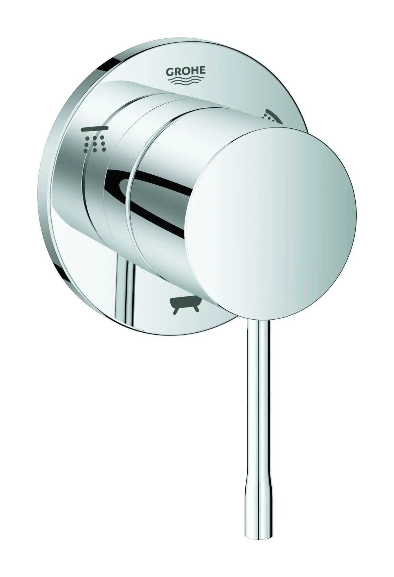 Essence Garniture d’inverseur à trois voies (pomme de douche / douchette / bec de bain) // CHROME STARLIGHT GROHE // 52322_29203001_1_0_CDNwebp.webp