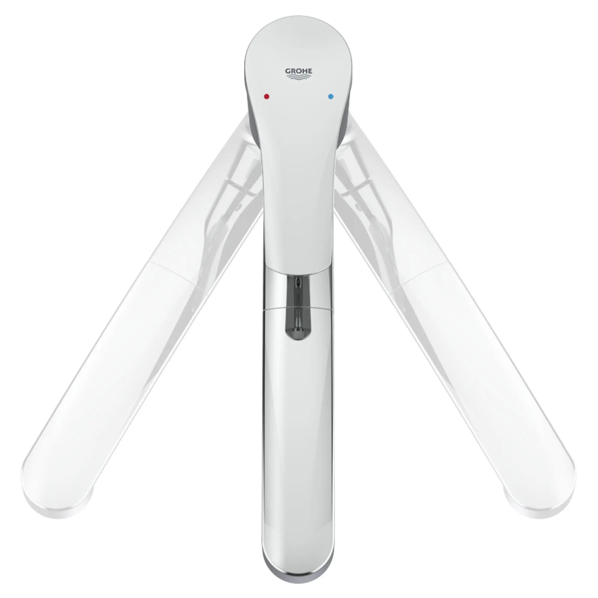 Robinet de cuisine amovible à pulvérisateur double et à poignée unique // CHROME STARLIGHT GROHE // 53100_30306001_Swivel_Pull-Out_0_CDNwebp.webp