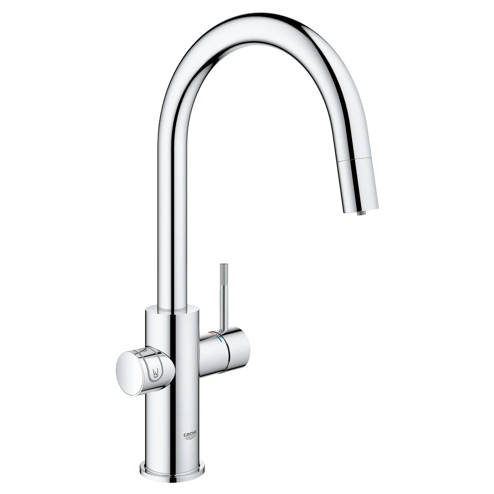 Robinet de cuisine monocommande, tête de pulvérisation coulissante avec eau réfrigérée et pétillante 6,6 L/min (1,75 gpm) // CHROME STARLIGHT GROHE // 53526_31251002_0_CDNwebp.webp