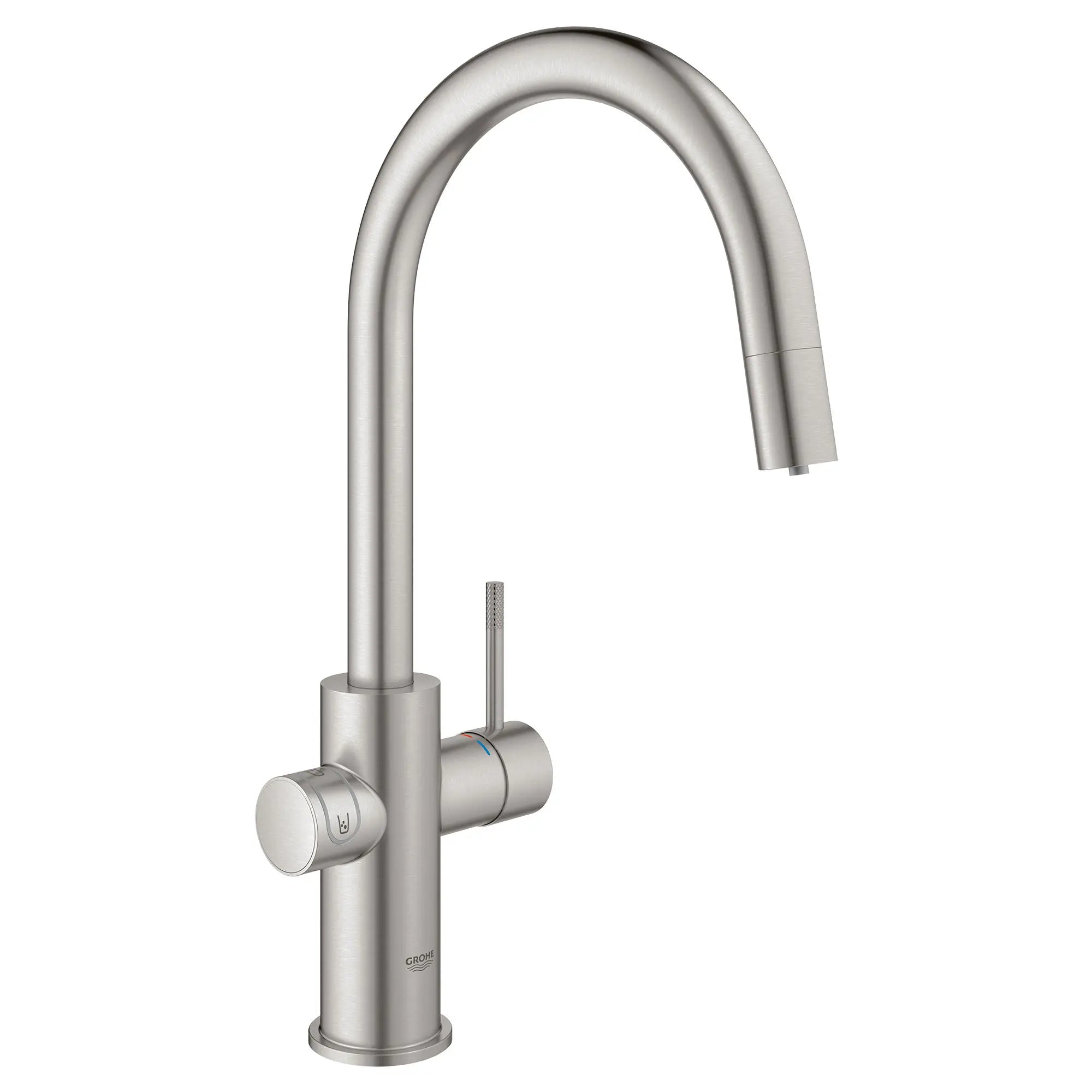 Robinet de cuisine monocommande, tête de pulvérisation coulissante avec eau réfrigérée et pétillante 6,6 L/min (1,75 gpm) // SUPERACIER INFINITYFINISH // 53530_31251DC2_0_CDNwebp.webp