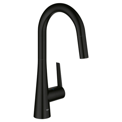 Robinet de cusine rétractable à poignée simple et double jet 6,6 L/min (1,75 gpm) - Noir mat