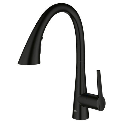 Robinet de cusine rétractable à poignée simple et triple jet 6,6 L/min (1,75 gpm)  - Noir mat