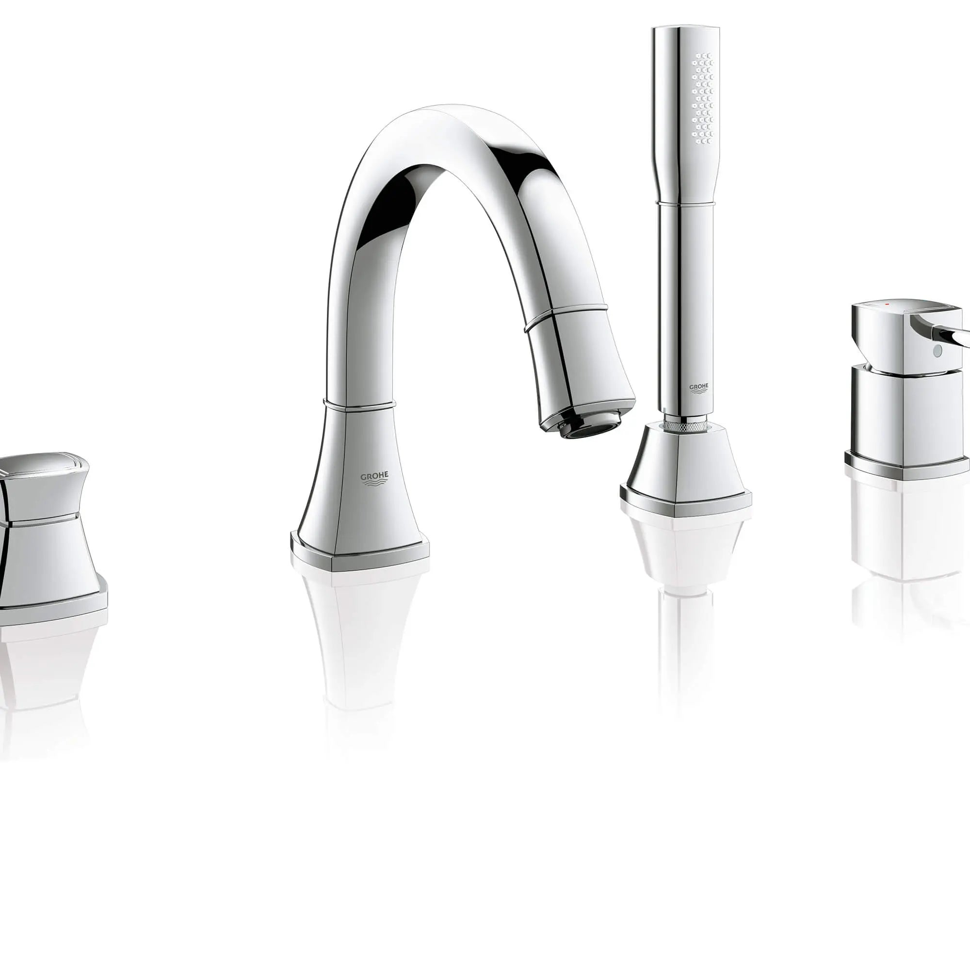 Grandera Robinet de bain avec douchette // CHROME STARLIGHT GROHE // 564_19936000-four-hole-bathtub-faucet-with-handshower-enviro-1_0_CDNwebp.webp