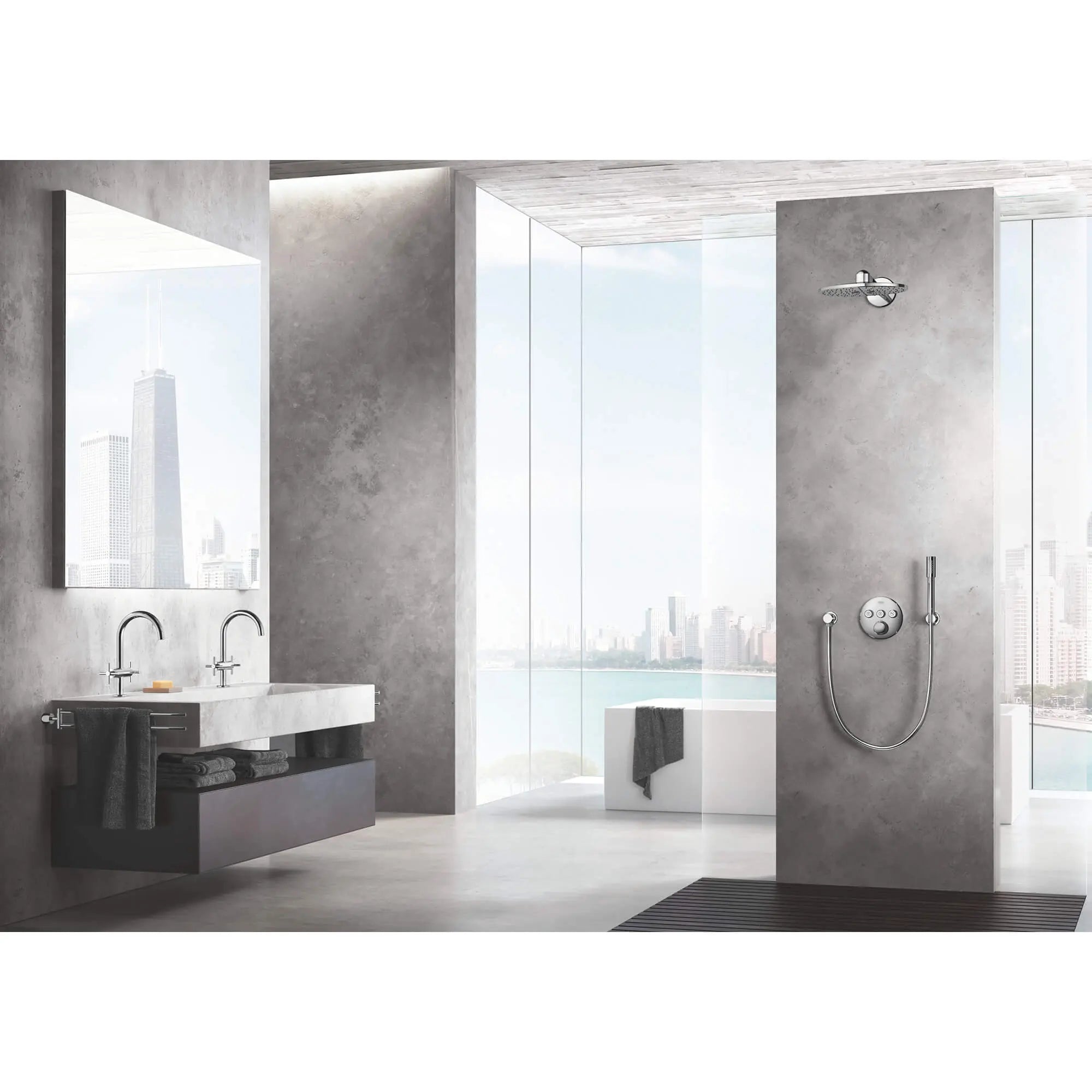 Robinet monotrou à bec haut // CHROME STARLIGHT GROHE // 610_21027003-single-hole-bathroom-faucet-l-size-enviro-2_0_CDNwebp.webp