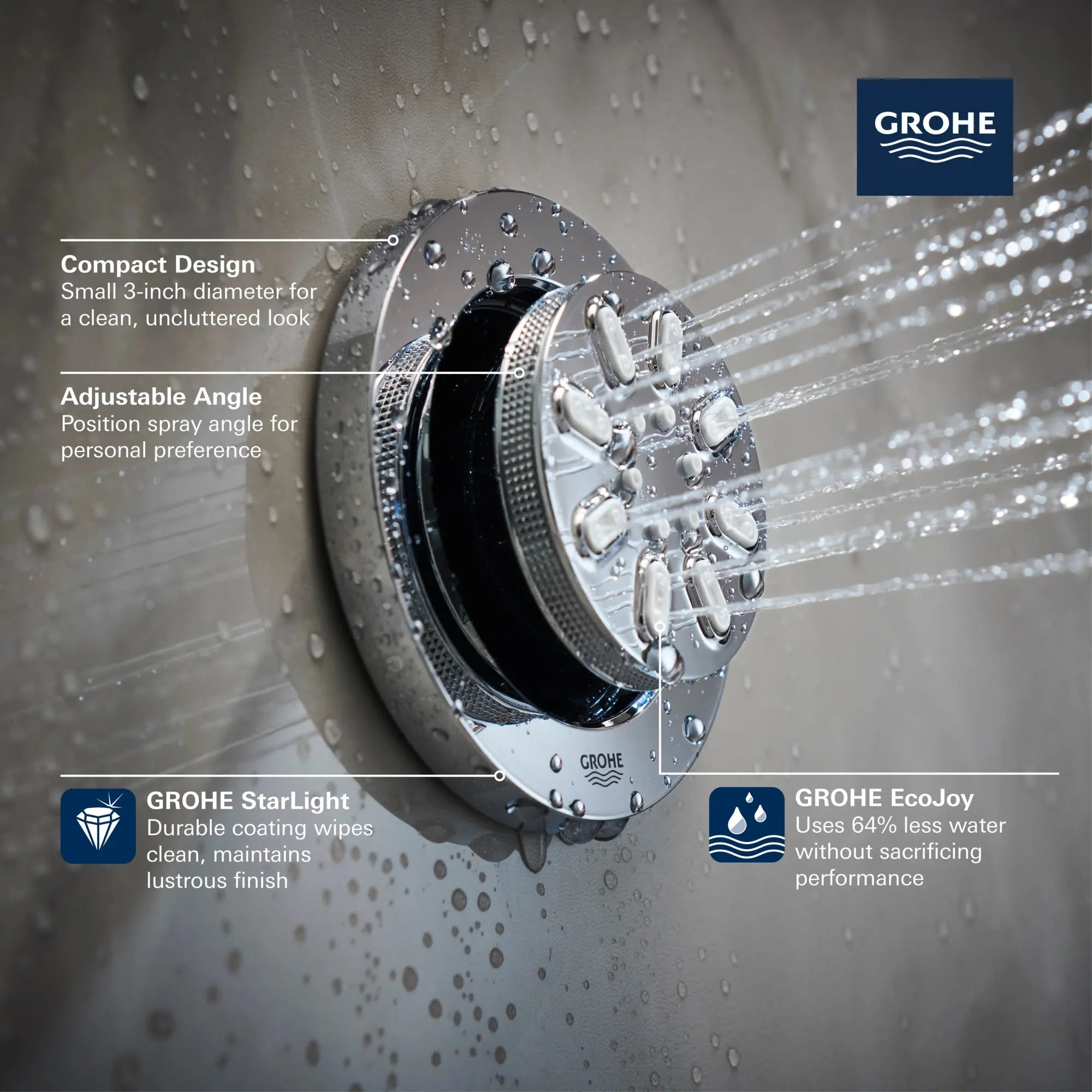 Douchette latérale - 2 jets, 0,9 gpm // CHROME STARLIGHT GROHE // 68439_GROHE_Rainshower_Aqua_Body_Sprays_Round_26744_0_Infographics_1_0_CDNwebp.webp