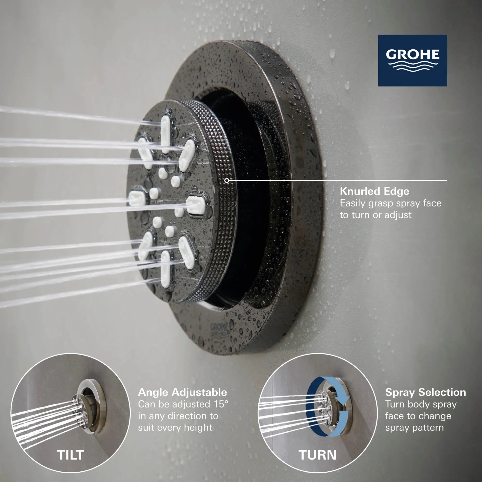 Douchette latérale - 2 jets, 0,9 gpm // CHROME STARLIGHT GROHE // 68441_GROHE_Rainshower_Aqua_Body_Sprays_Round_26744_0_Infographics_4_0_CDNwebp.webp