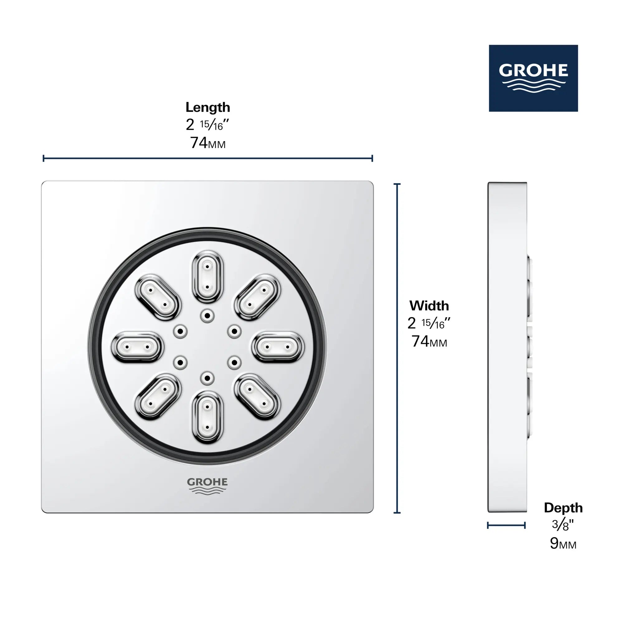 Douchette latérale - 2 jets, 0,9 gpm // CHROME STARLIGHT GROHE // 68443_GROHE_Rainshower_Aqua_Body_Sprays_Square_26745_0_Infographics_2_0_CDNwebp.webp